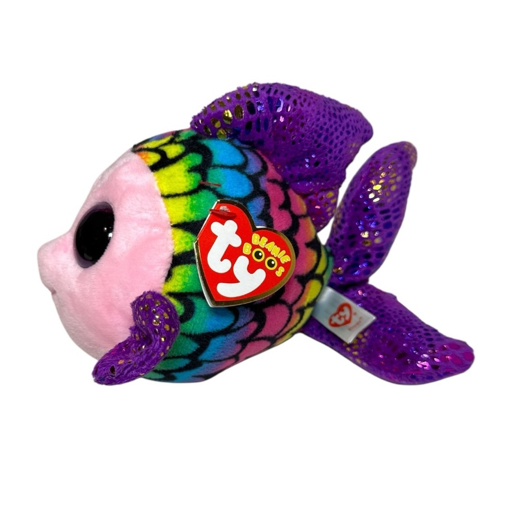 Ty Plush Fish Toy with Pink and Purple